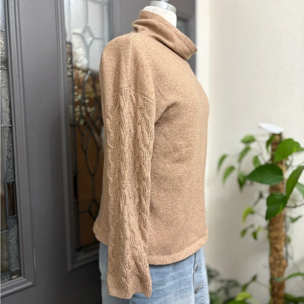Calvin Klein Women’s Cozy Tan Drop Sleeve Cowlneck Sweater | Size M